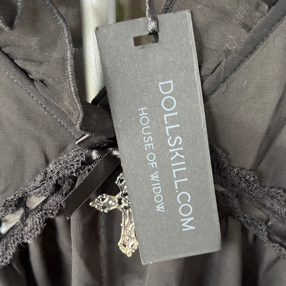 Widow Dolls Kill sheer Gothic Black Ruffled Women's dress SZ S - Picture 4 of 6